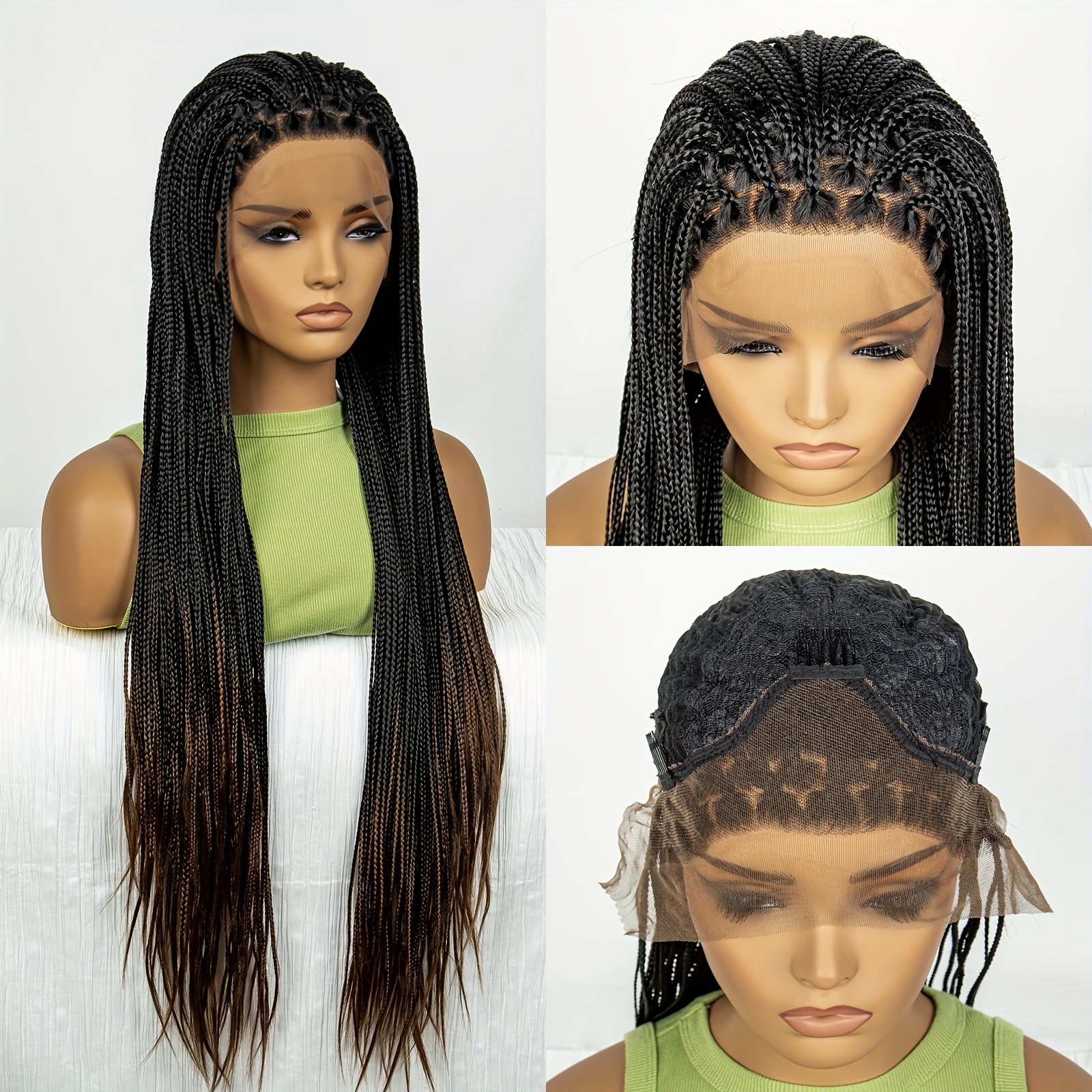 Synthetic 13*3 Lace Front Braided Wigs Women Box Braid Wigs - Temu Canada