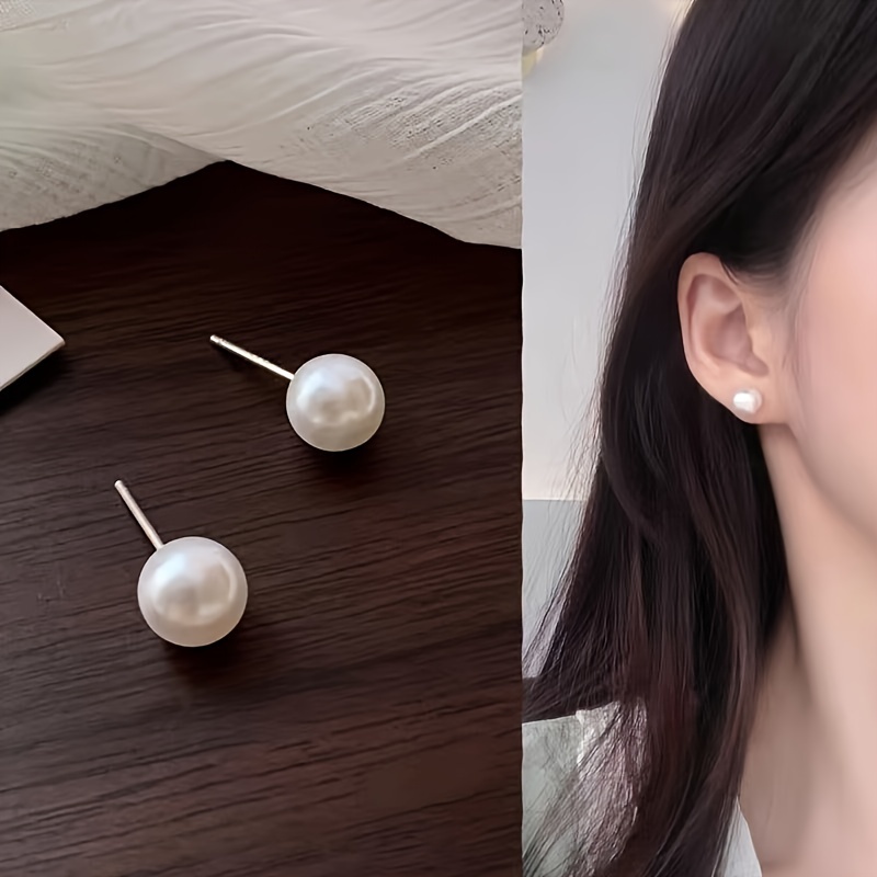 3Pairs Faux Pearl Plastic Stud Earrings For Sensitive Ears 3-12mm White  Faux Pearl Ear Studs Hypoallergenic Earrings For Girls Silicone Post Stud  Earr