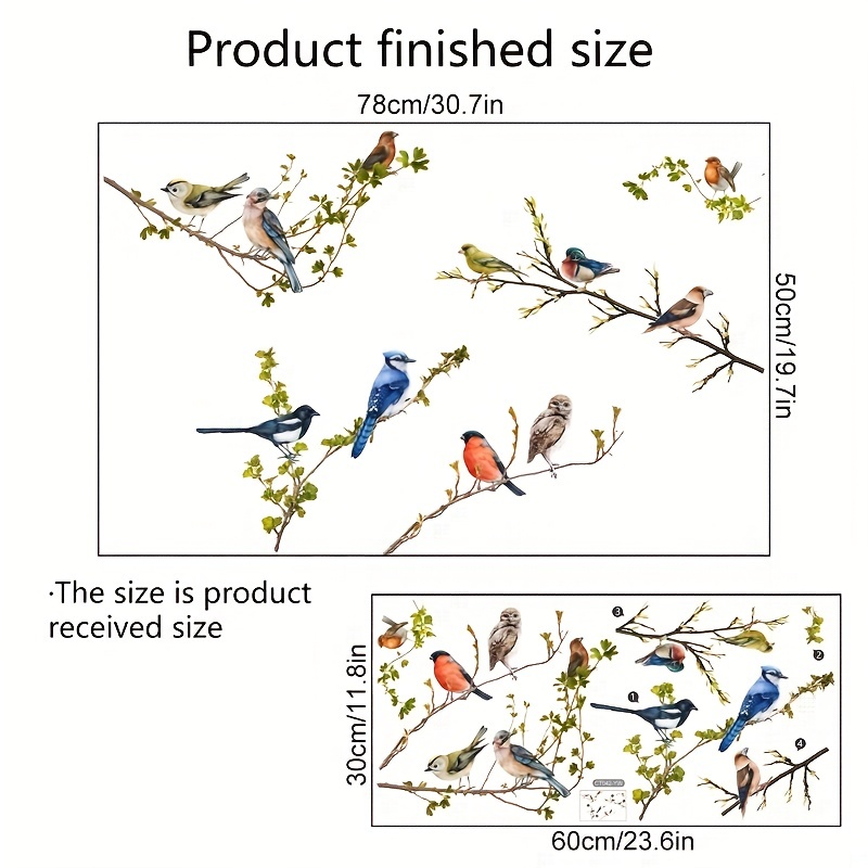 Rami Uccelli Adesivo In Pvc Rimovibile Finestre Adesivo - Temu Italy
