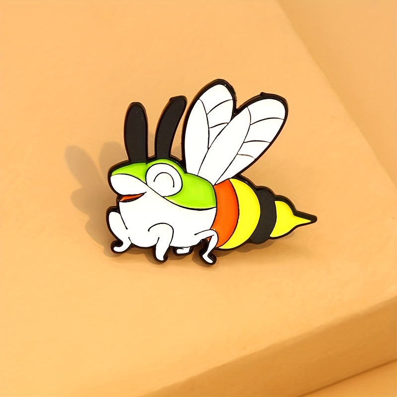 Bee to Frog Enamel Brooch for Backpacks Jackets Hats Scarves Pants