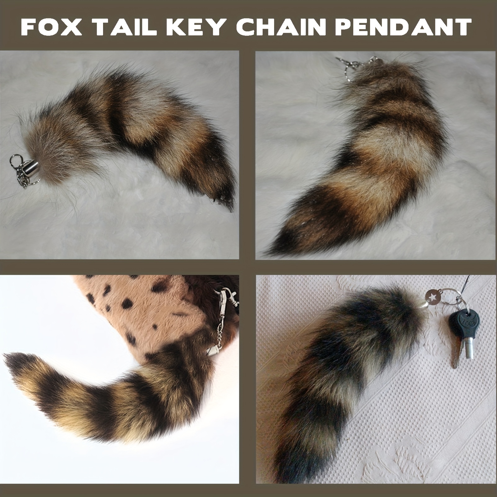 ASkinds Fox Tail Keychain Fox Tail Fur Keyring Soft Fluffy Bag Hanging  Charm Pendant Key Handbag Pendant Accessories Gift for Women