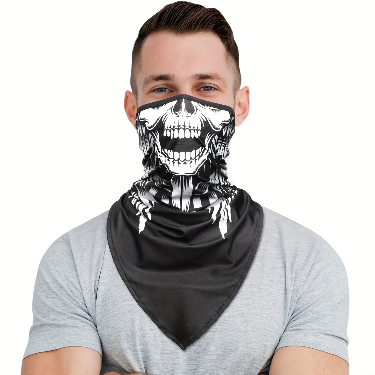 SKHAOVS 3 Pezzi Maschera Teschio, Maschera Fantasma,Moto Teschio Maschera, Teschio Fantasma,Bandana Multiuso con Teschio per Sci, Motocicletta Sport  Feste in Maschera Halloween (Nero) : : Moda