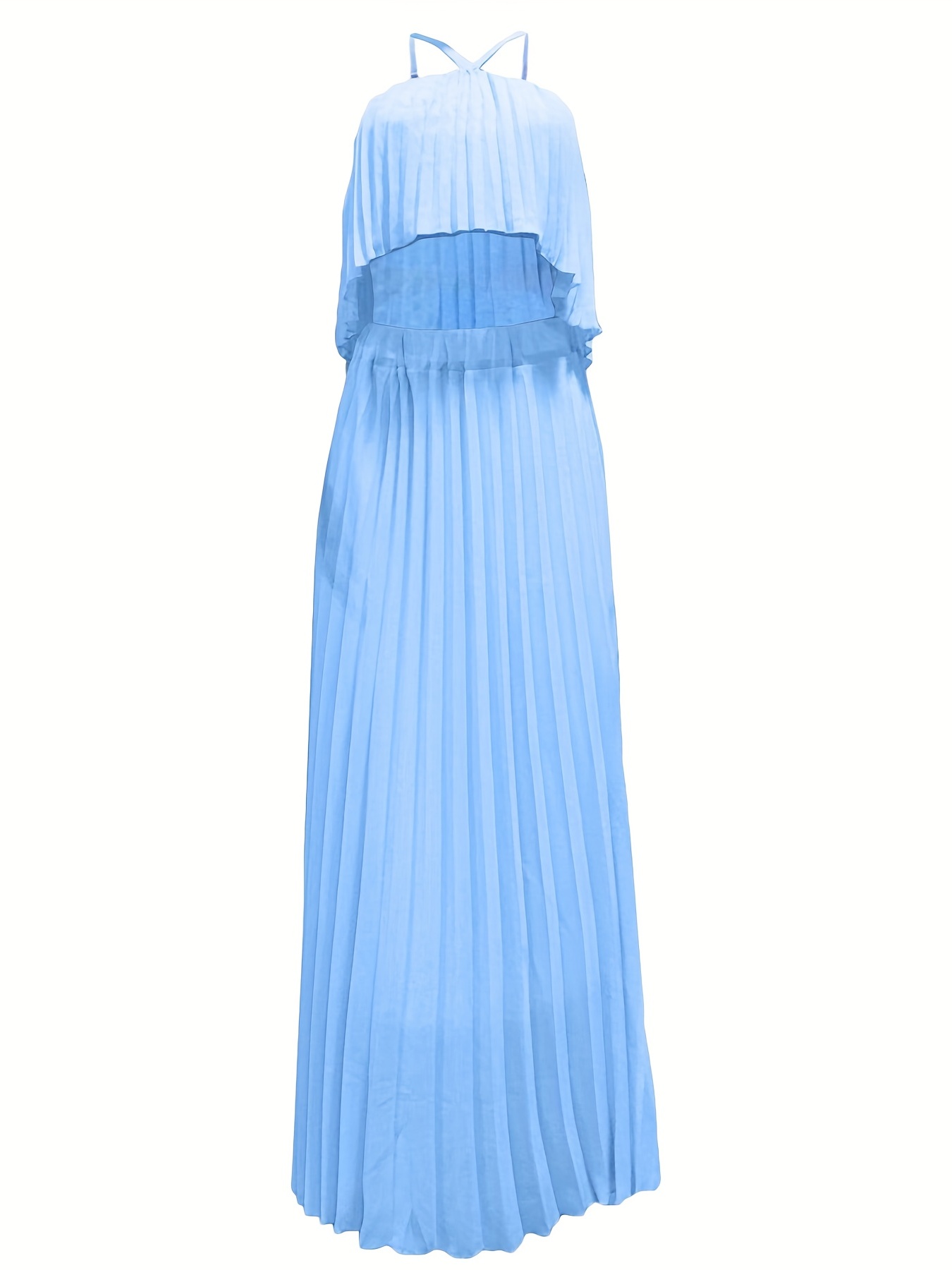 Pleated Two-Piece Set Spaghetti Top & Maxi Skirt Women's Outfit