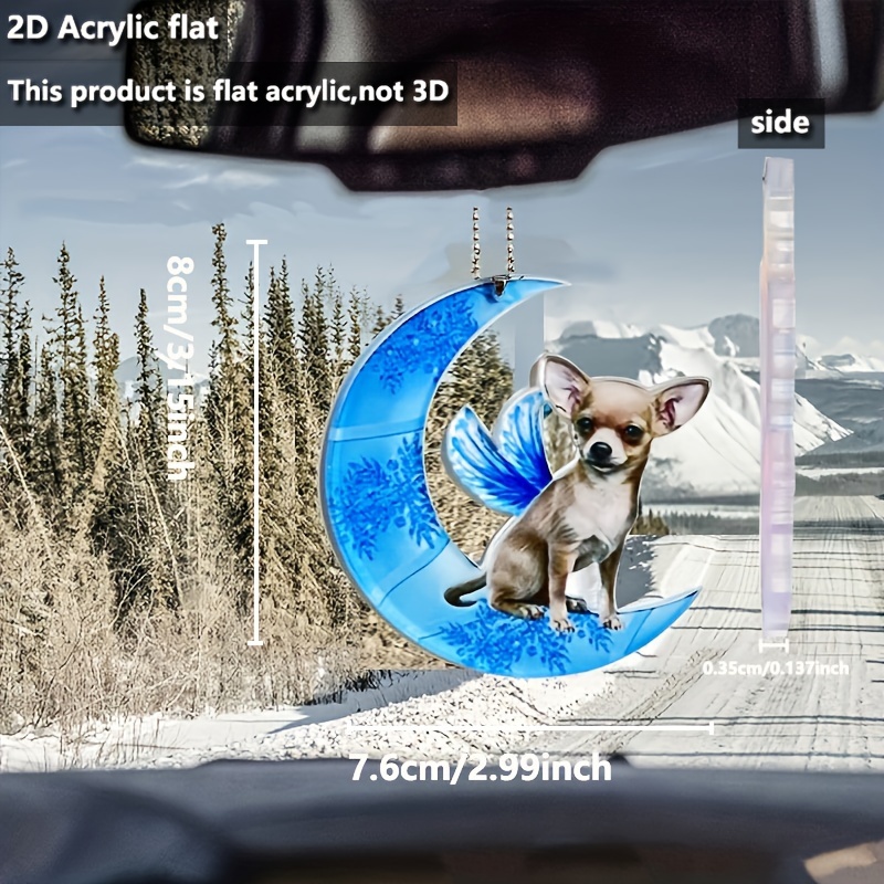 Dekoration Hund sitzt auf dem Mond Auto Ornament Auto Rückspiegel Anhänger