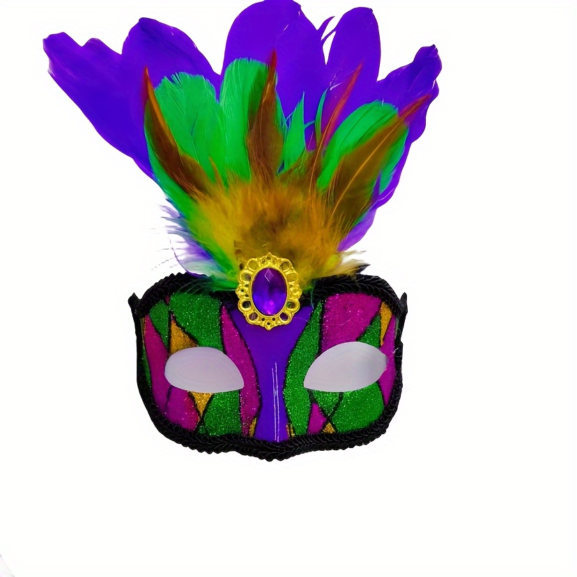 Mardi Gras Mask Colorful Feather Masks Carnival Parade - Temu