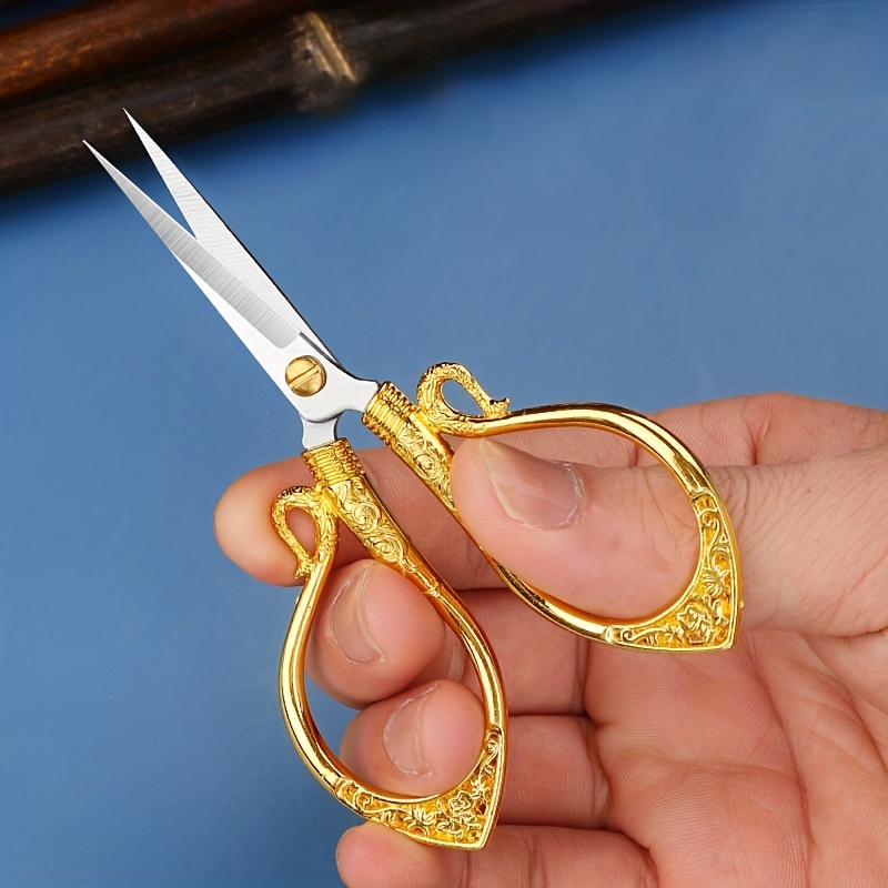 1pc Stainless Steel Gilded Crane Scissors Vintage Craft Scissors