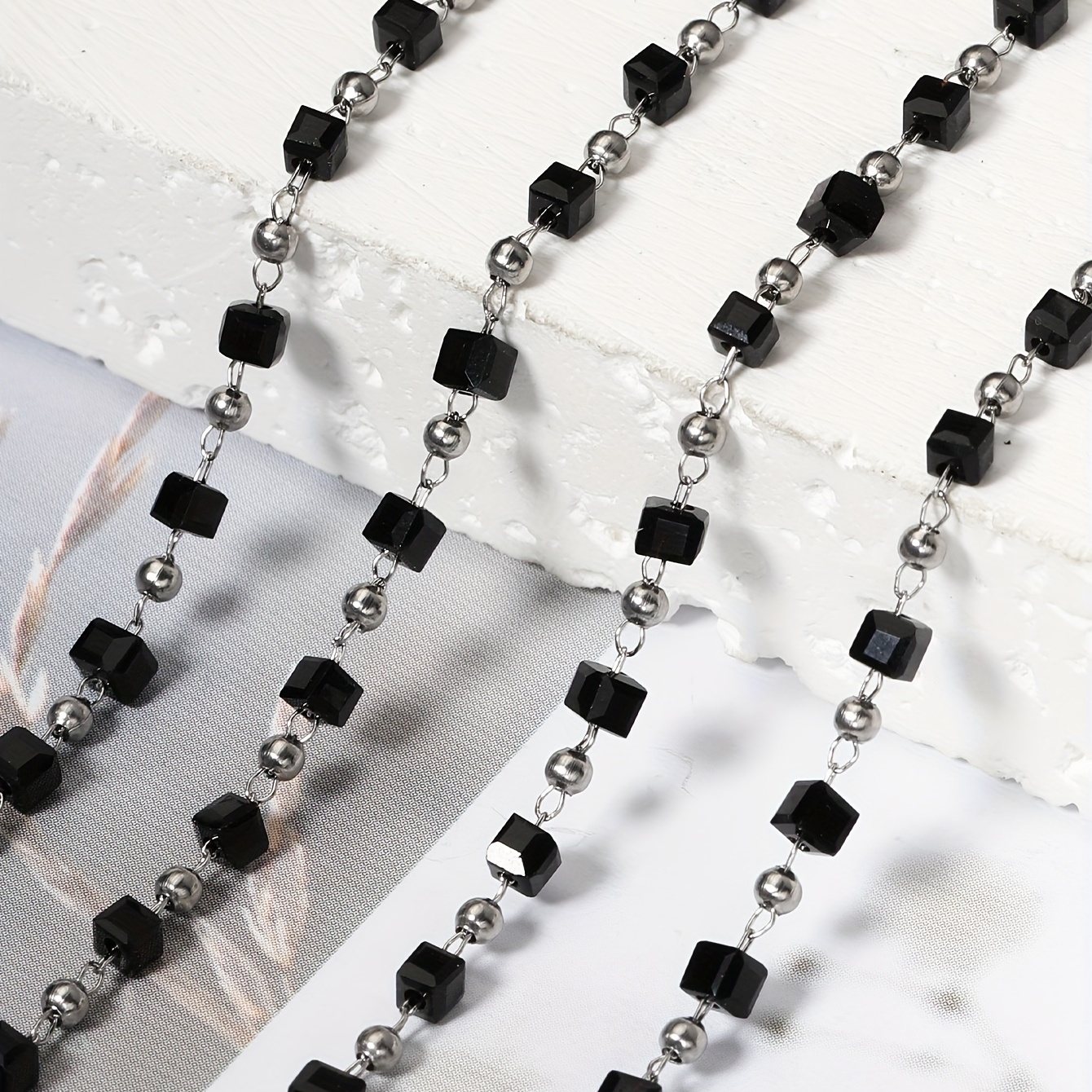 1meter Stainless Steel Natural Stone Beaded Chain White Beads Chain For  Necklace Bracelet Diy Jewelry Making Chain Supplies - Temu