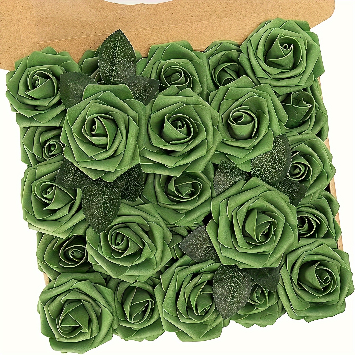 

25pcs Green Artificial Roses, Diy Boutique, Engagement Bachelor Birthday Anniversary Party Supplies, Other Material, Gift