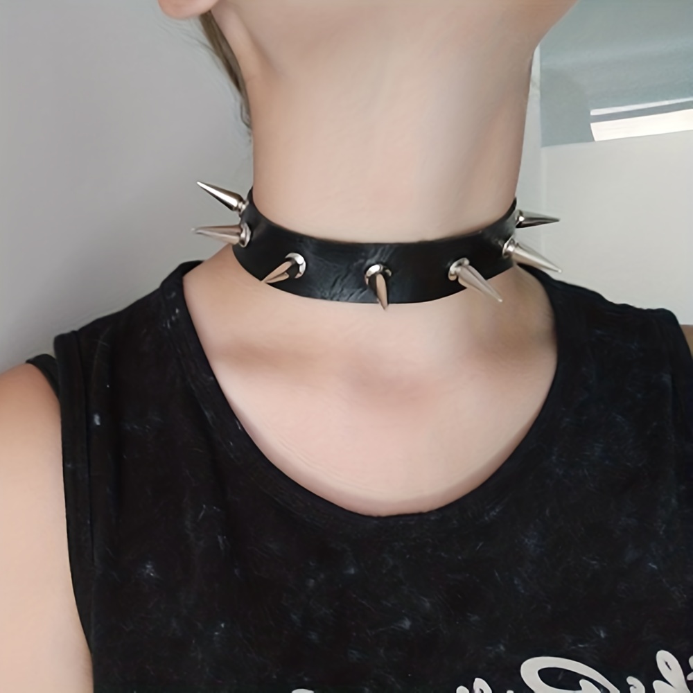 Chain Choker Necklace For Women Girls Goth Chokers Black Leather