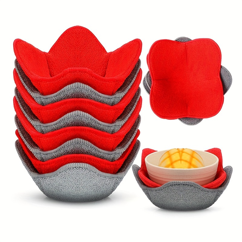 TKing Fashion Microwave Bowl Cozy Safe Hot Bowl Holder Heat Resistant Bowl  Cozies For Soup & Rice & Pasta Bowls - Red