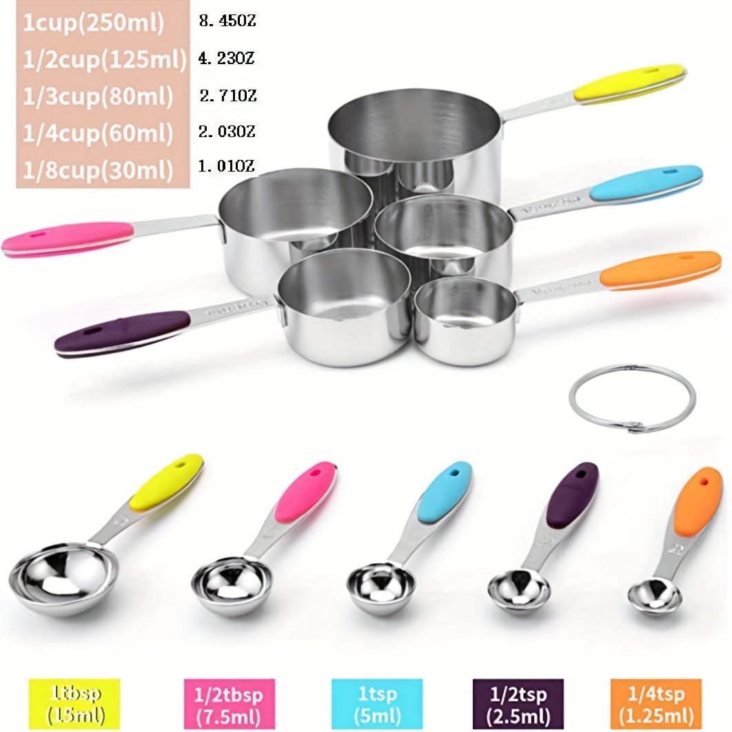 1set Rainbow Kitchen Measuring Cups & Spoons Set, Baking Measuring Tools