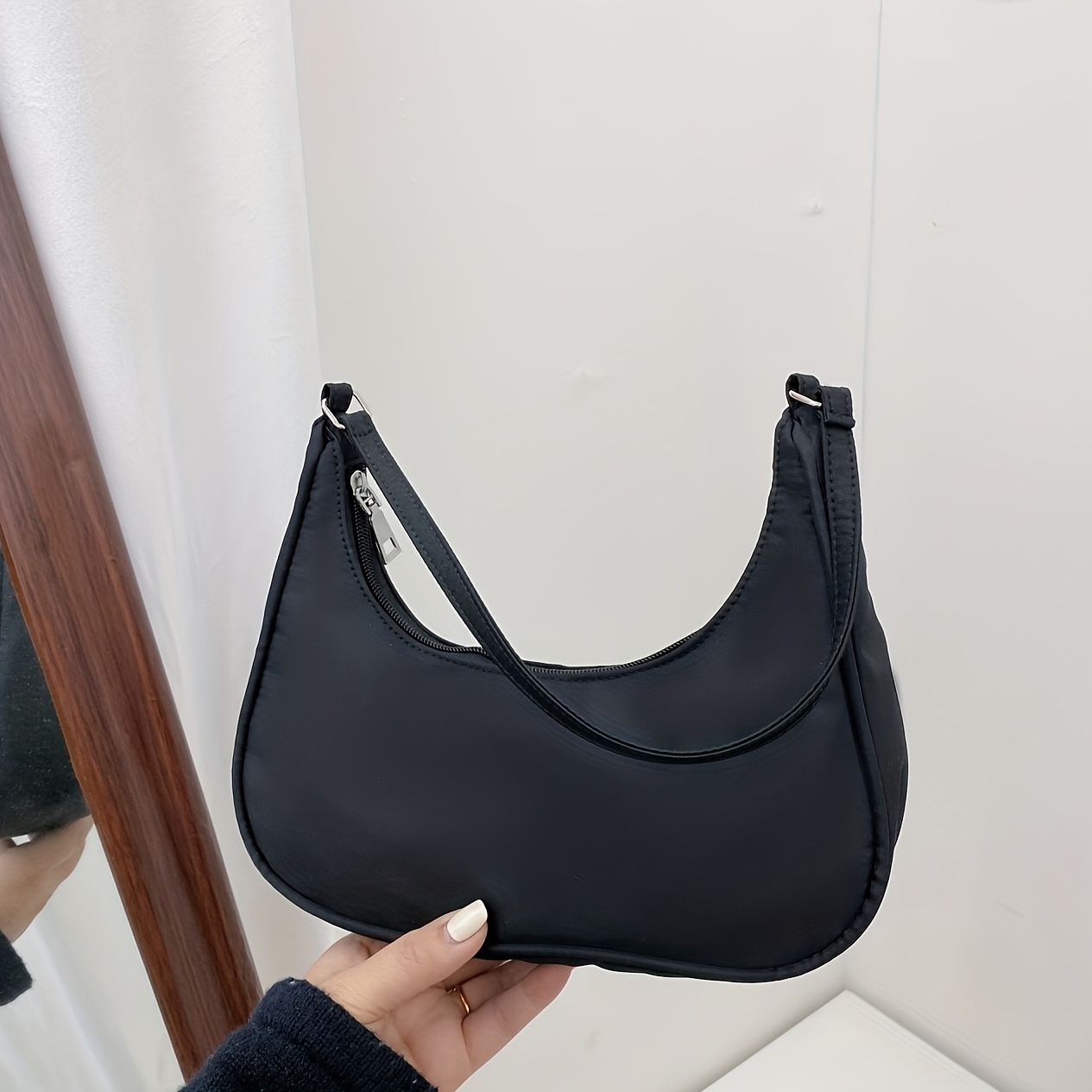 Nylon Solid Crescent Bag All Match Minimalist Underarm Bag Baguette Bag