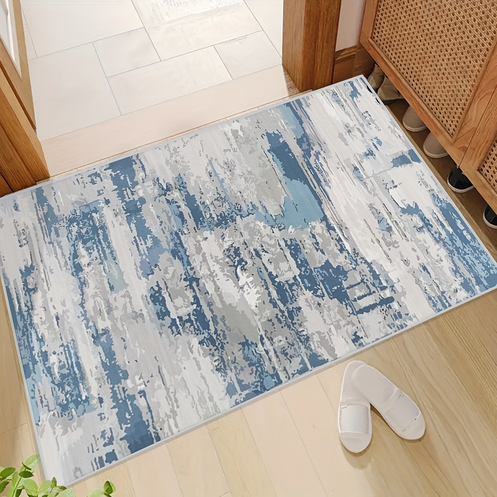 1 Pezzo, Tappeti Astratti Blu Bianchi Per L'arredamento Del Soggiorno,  Tappetini Da Comodino Con Inchiostro Artistico Per Camera Da Letto, Tappeto