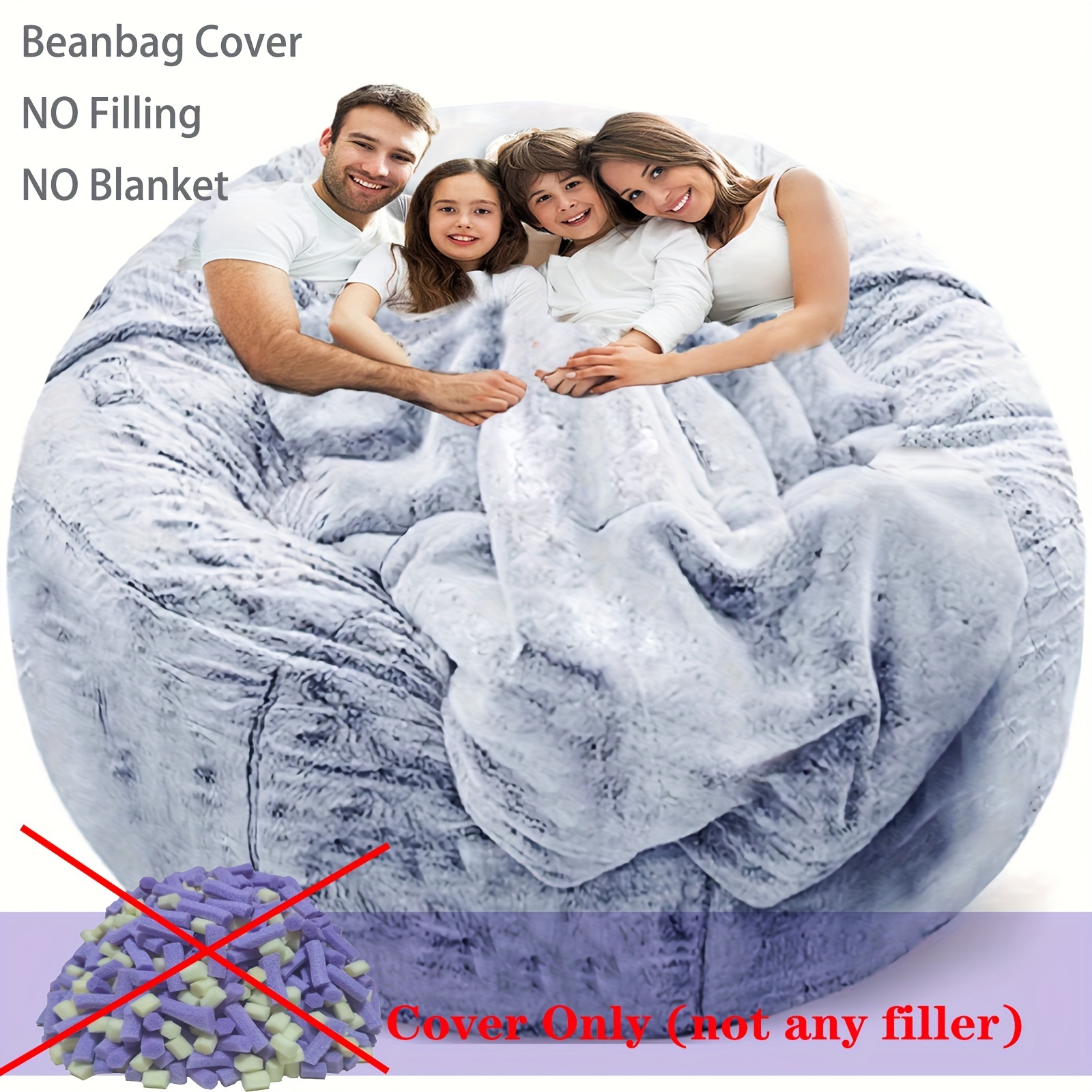 Bean Bag Chair Cover Large Circular Soft Fluffy Cover For - Temu