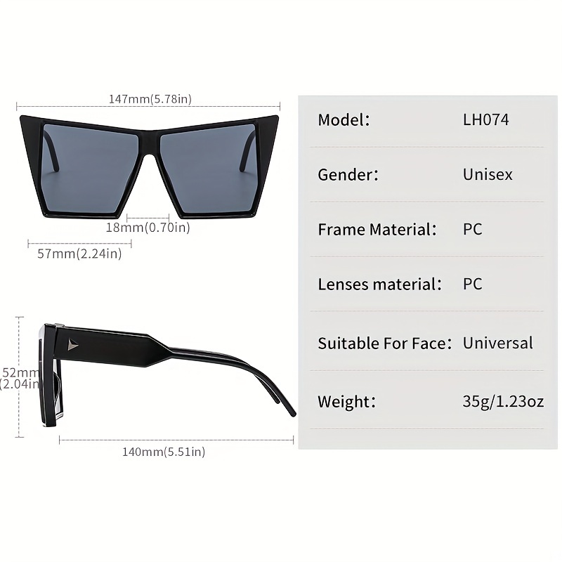 Oversized Square Frame Sunglasses Gradient Lens Glasses UV400