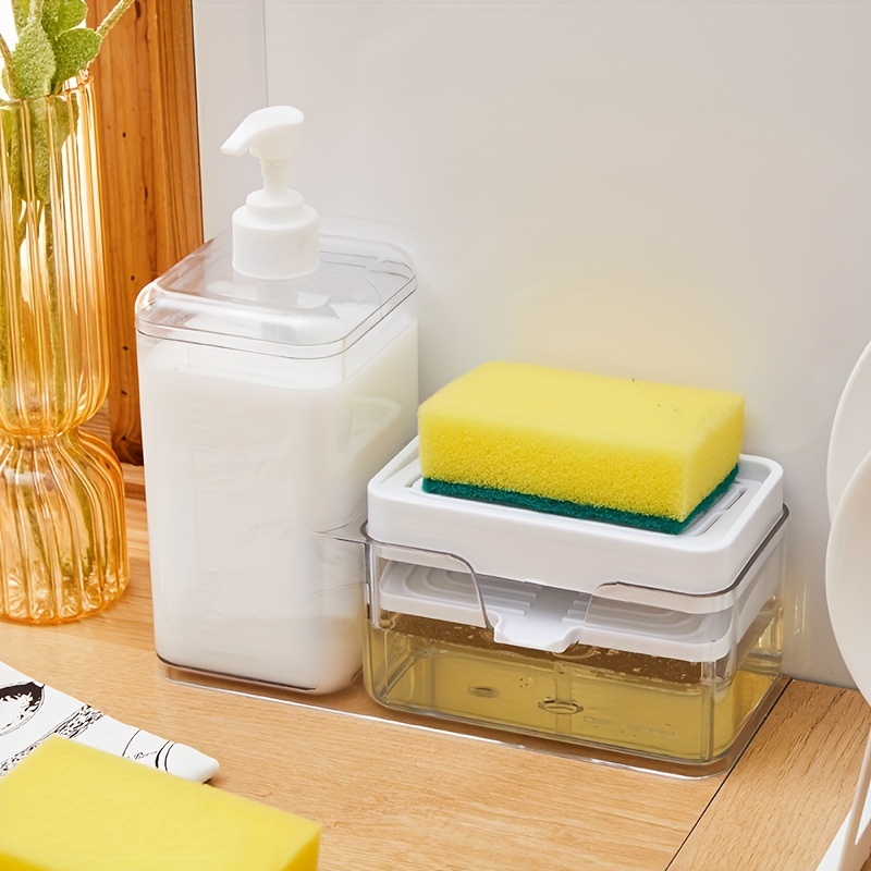Soap Dispenser And Scrubber Holder, Multifunctional Dishwasher