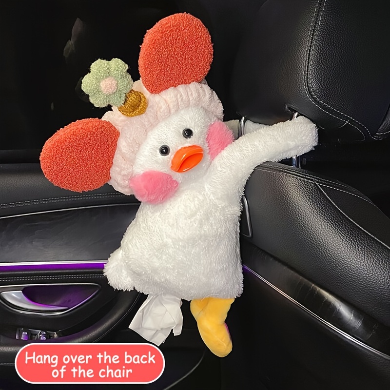 Cute Cartoon Car Tissue Box Creative Lovely Rabbit Short Plush Tissue Box  Holder for Car Armrest Box Car Seat Tissue Box