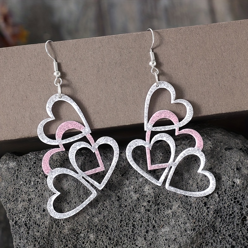 Hollow Heart Dangle Earrings Acrylic Jewelry Gift