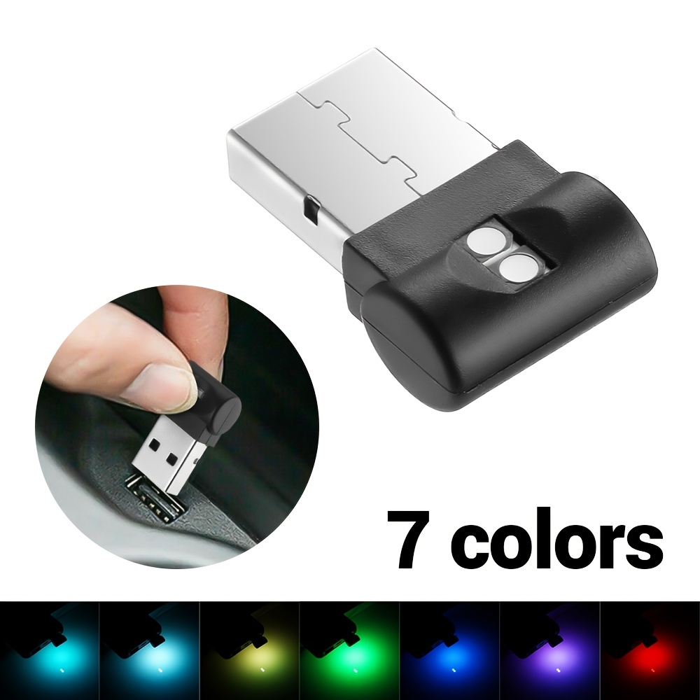 Acheter Mini USB LED à 7 couleurs changeantes, lumière d'ambiance  intérieure automatique, lampe décorative, éclairage de secours pour PC,  lumière colorée automatique, accessoires de voiture
