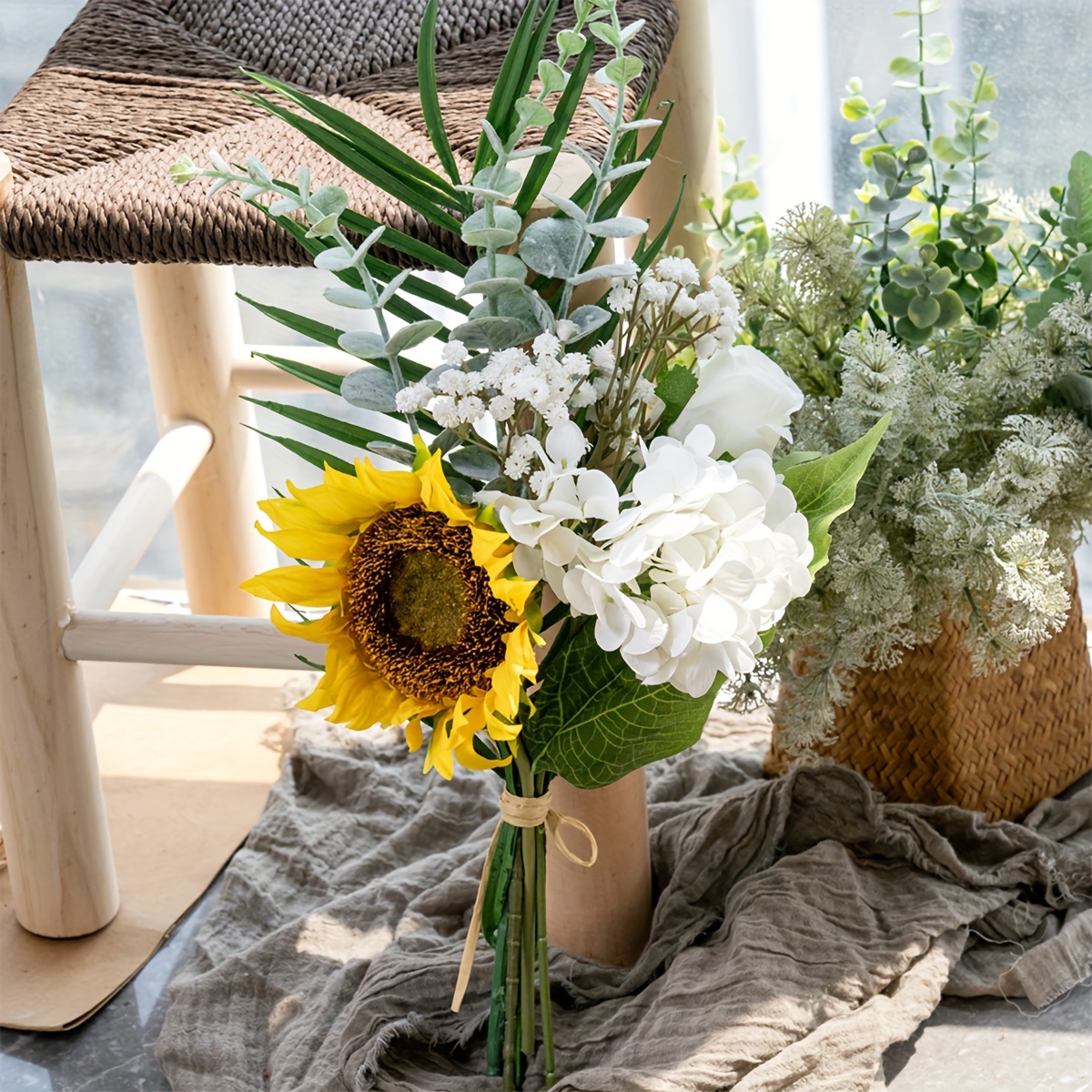 Flores artificiales de seda para decoración del hogar, ramo de ramas largas  de rosas para boda, plantas falsas, suministros de corona DIY, accesorios,  5 piezas