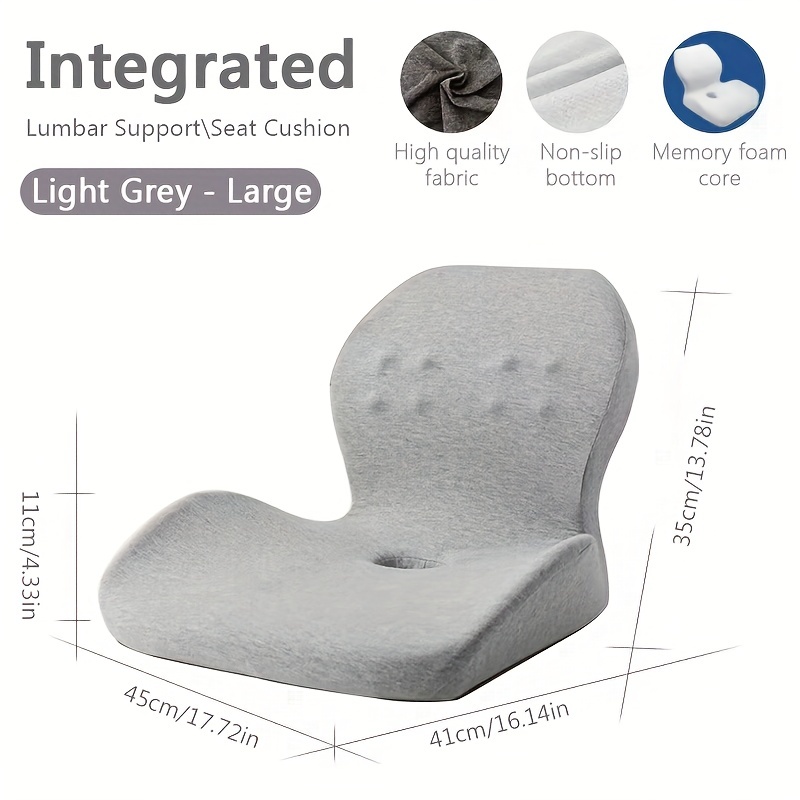 GREY LUMBAR / LOWER BACK SUPPORT CUSHION *Fits any armchair* MADE IN UK