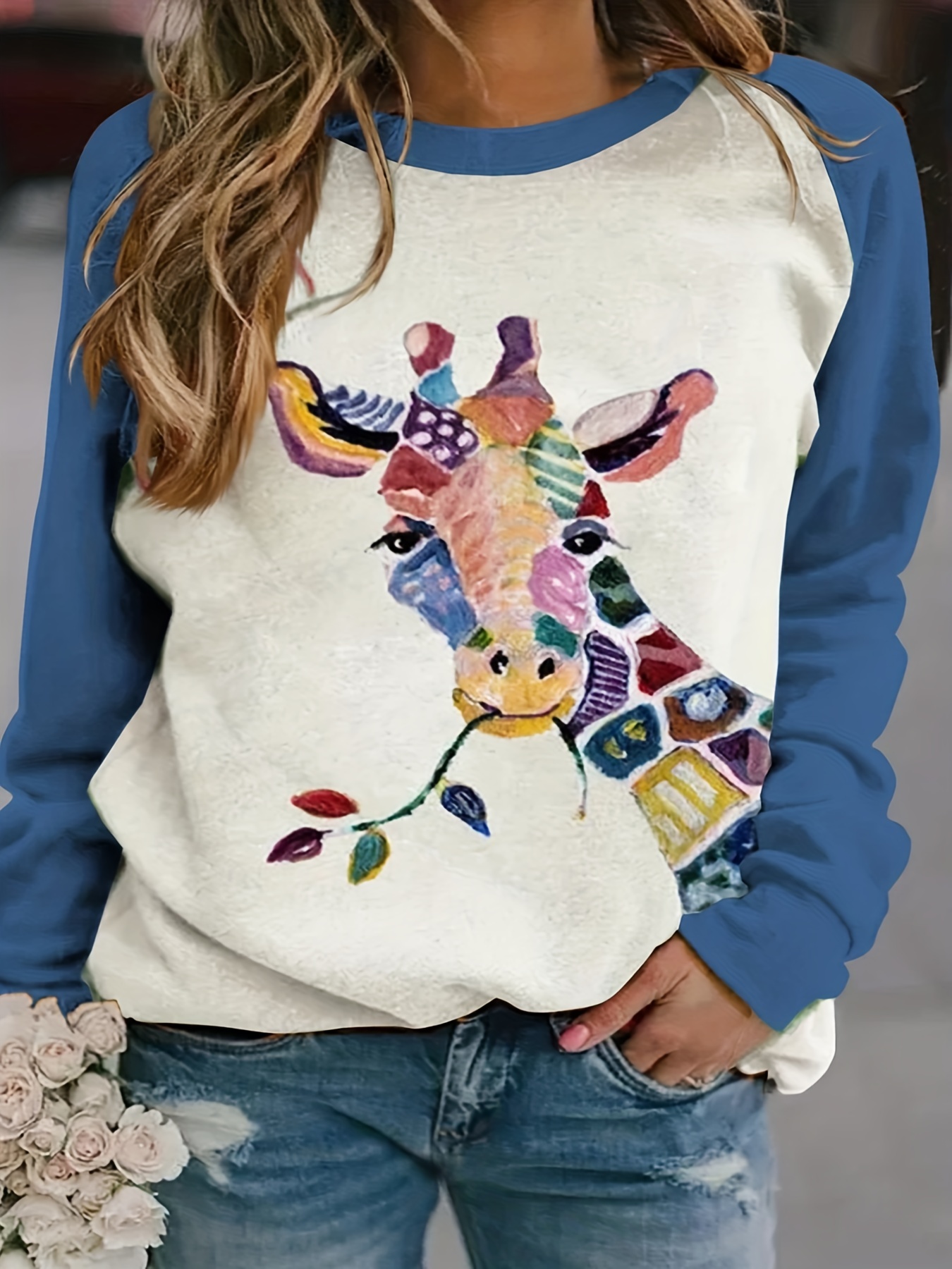 Sweat shirt Imprimé Girafe Sweat shirt Décontracté À Col - Temu Canada