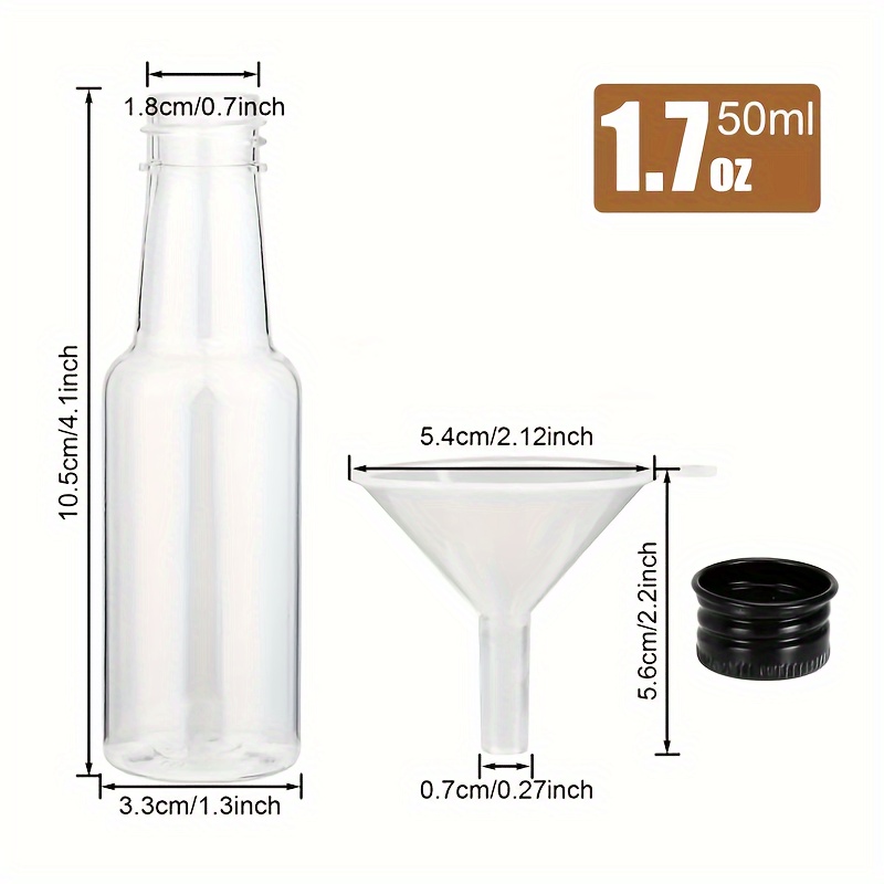24 Mini Liquor Bottles, 50ml, Small Empty Plastic Mini Alcohol