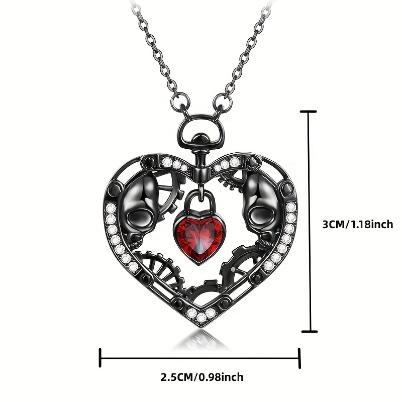 Fashion Women Skull Couple Necklace Heart Black Chain Pendant Gothic  Necklaces for Women Couple Jewelry Party Anniversary Gift