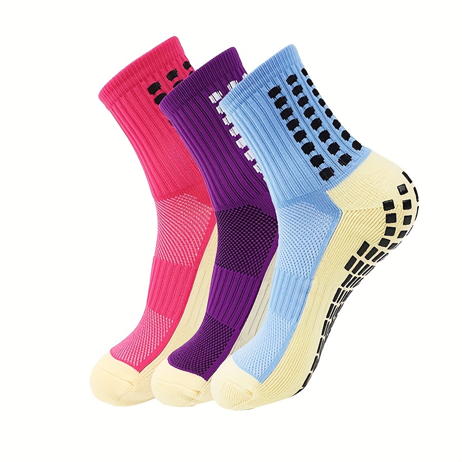 1pair Anti Slip Football Socks Women Non Slip Soccer Basketball