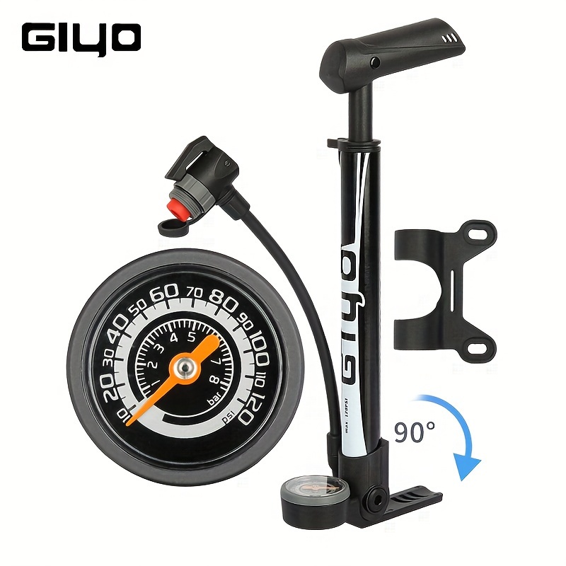 GIYO Fahrradpumpe mit Manometer, tragbare Mini-Fahrradreifenpumpe