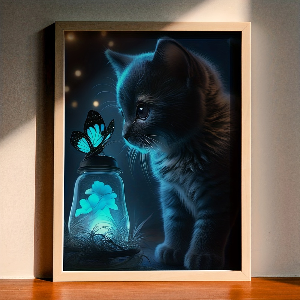 Animal Picture Posters Cats, Cat Butterfly Wall Poster