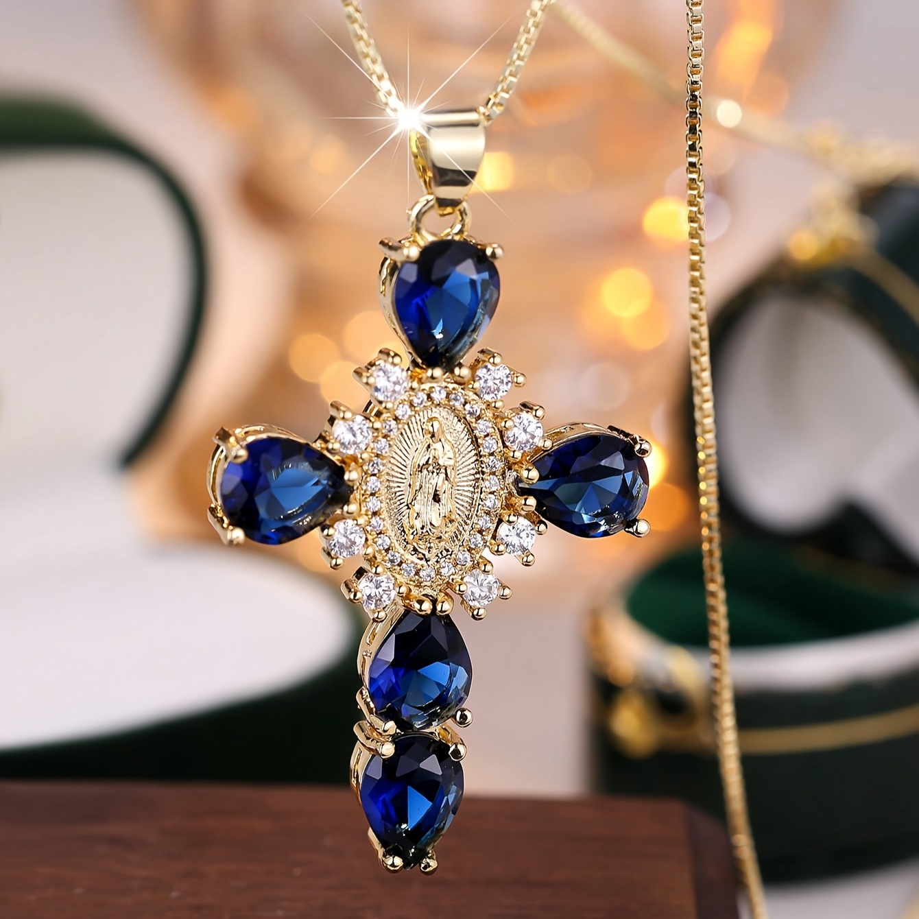 Vintage Oval Cubic Zircon Cross Pendant Necklace - Temu