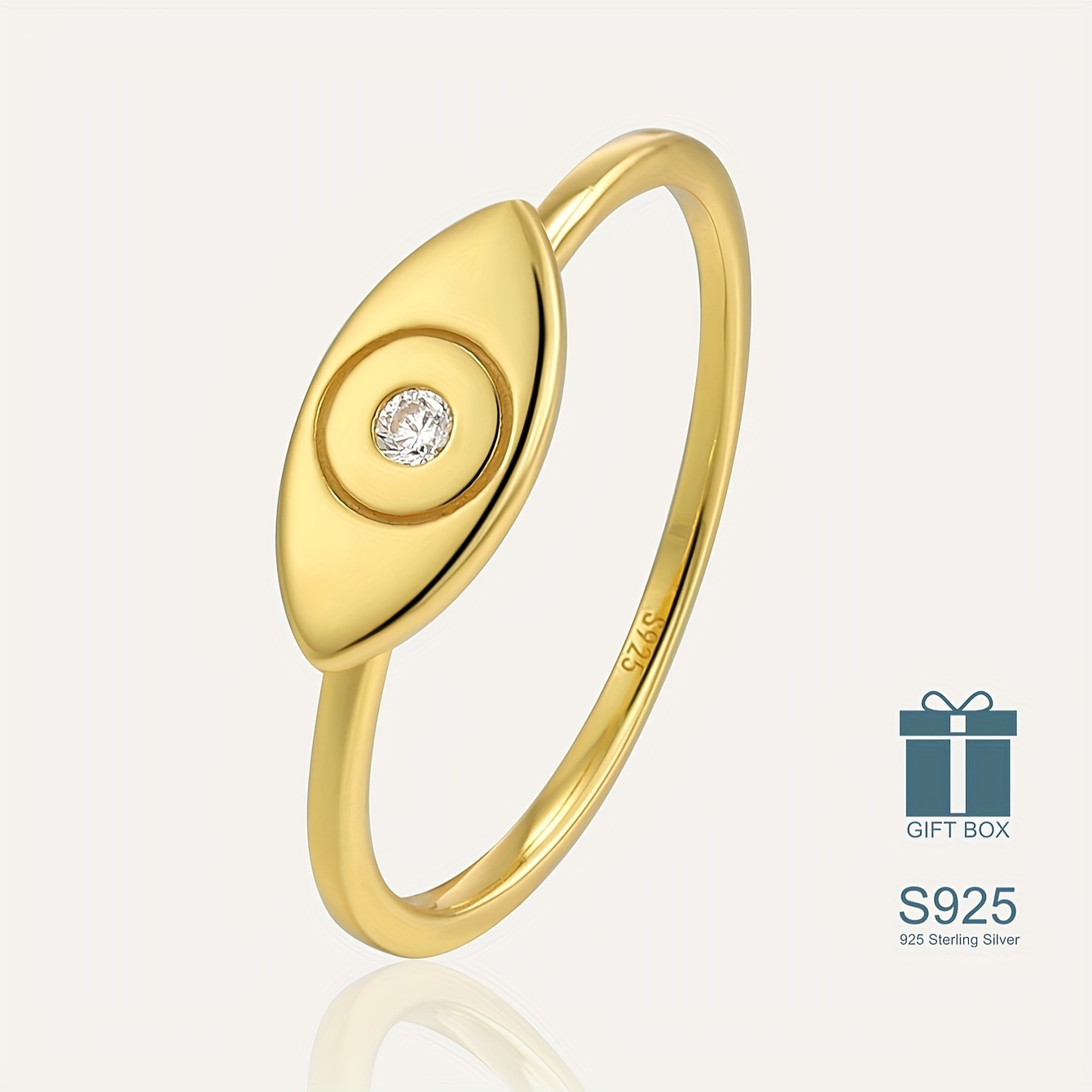 HONOR Eye Sterling Silver Ring plated in Platinum with Turquoise Enamel (No 53) main image 1