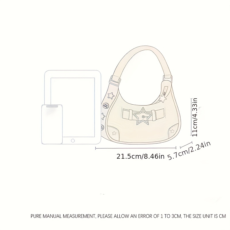 Y2k Hot Girl Handbag, Retro Star Zipper Shoulder Bag, Portable