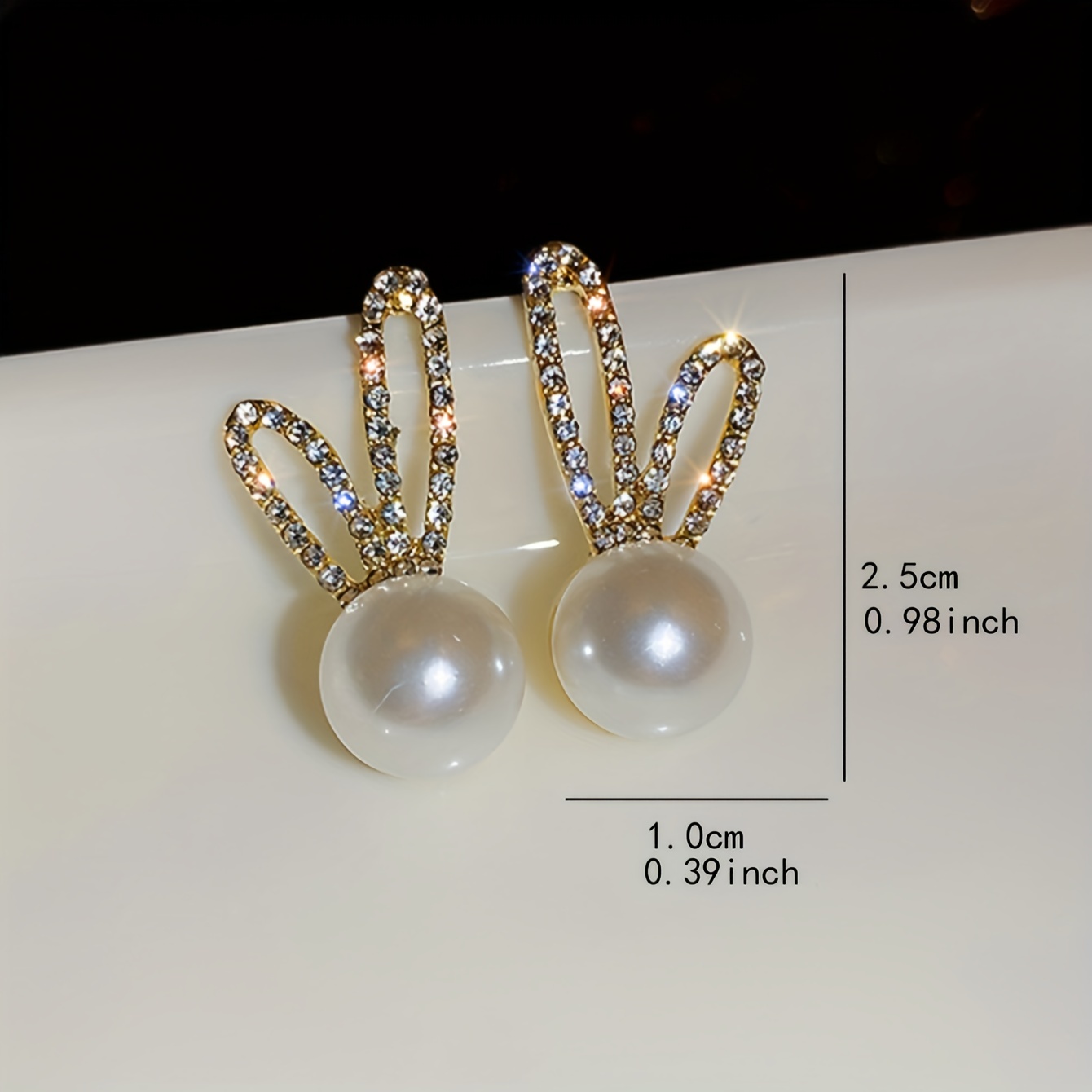 adorable rabbit design stud earrings alloy jewelry embellished with imitation pearl cute elegant style for women party ear decor details 3