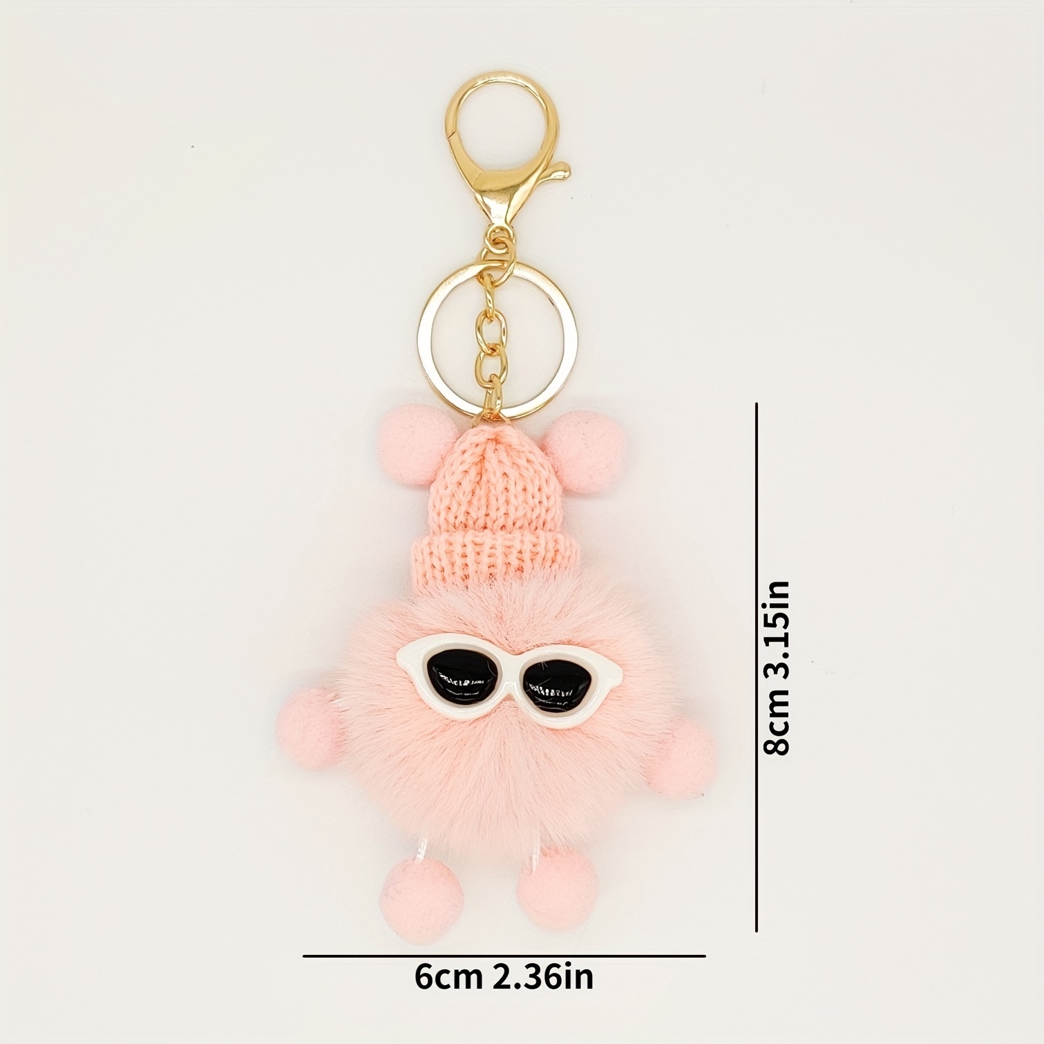 Alphabet Initial Letter F Pom Pom Keychain Cute Plush Key Chain Ring Purse  Bag Backpack Charm Earbud Case Cover Accessories Women Girls Gift
