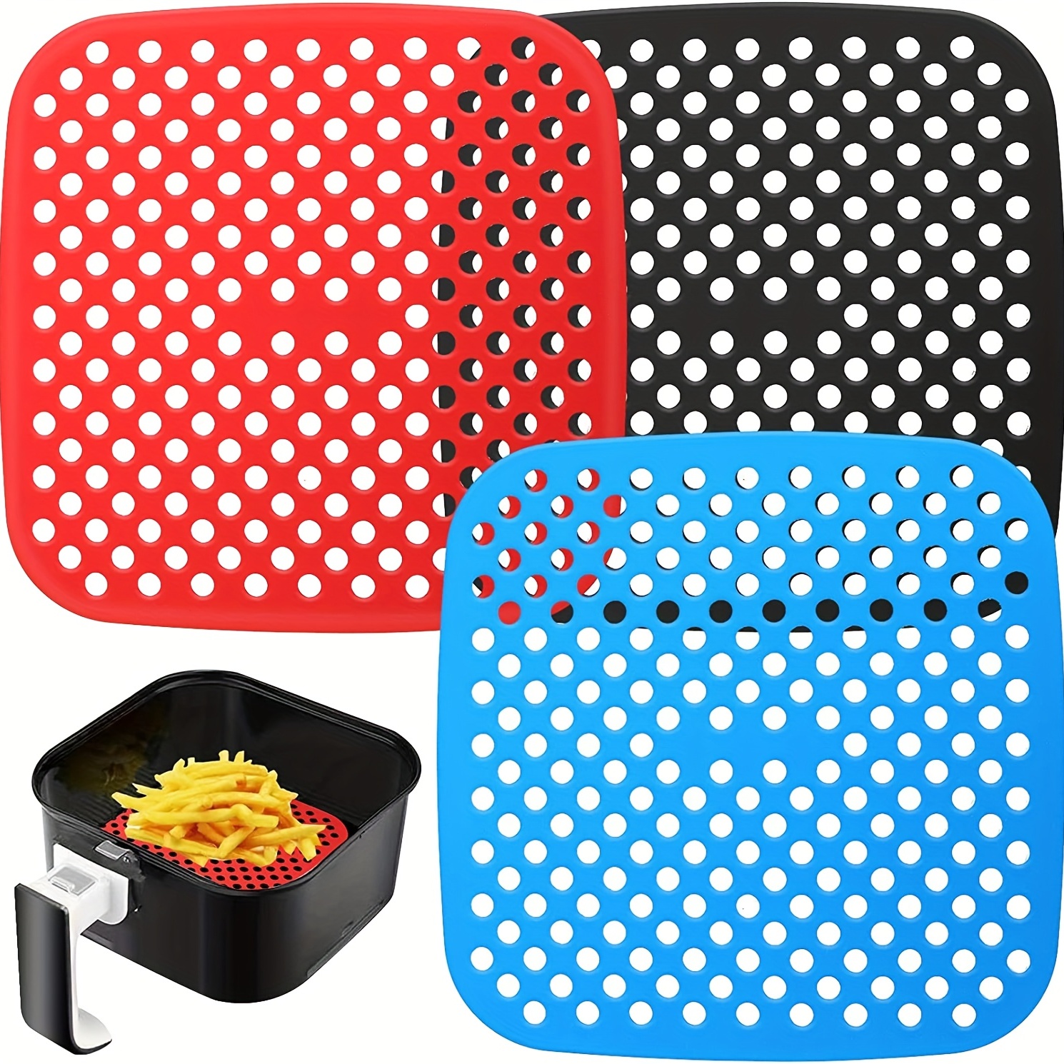 Reusable Silicone Air Fryer Liner by Linda's Essentials (3 Pack) - Non  Stick and Easy Clean Air Fryer Silicone Liner, Airfryer Accessories,  Includes
