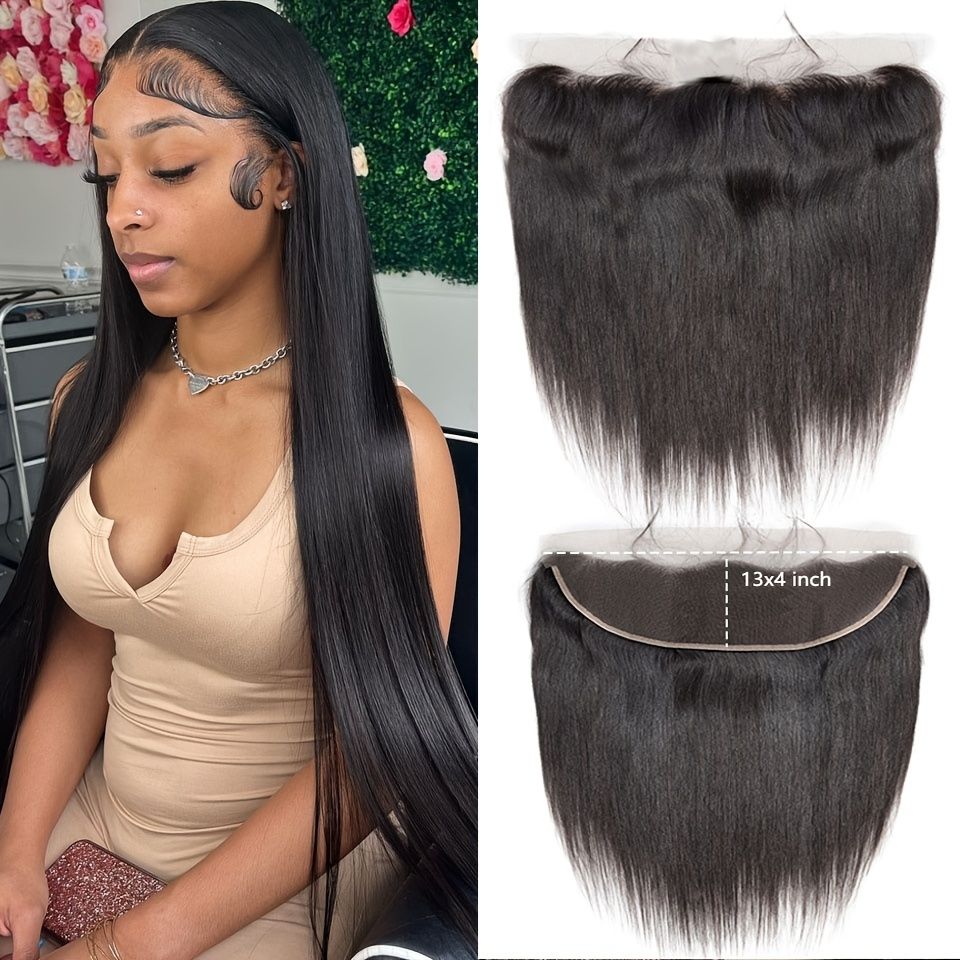 Transparent 13x4 Lace Frontal Brazilian Straight Human Hair Light Brown  Lace Closure Hair 18 20 22 Inch Hair Extensions - Beauty & Personal Care -  Temu