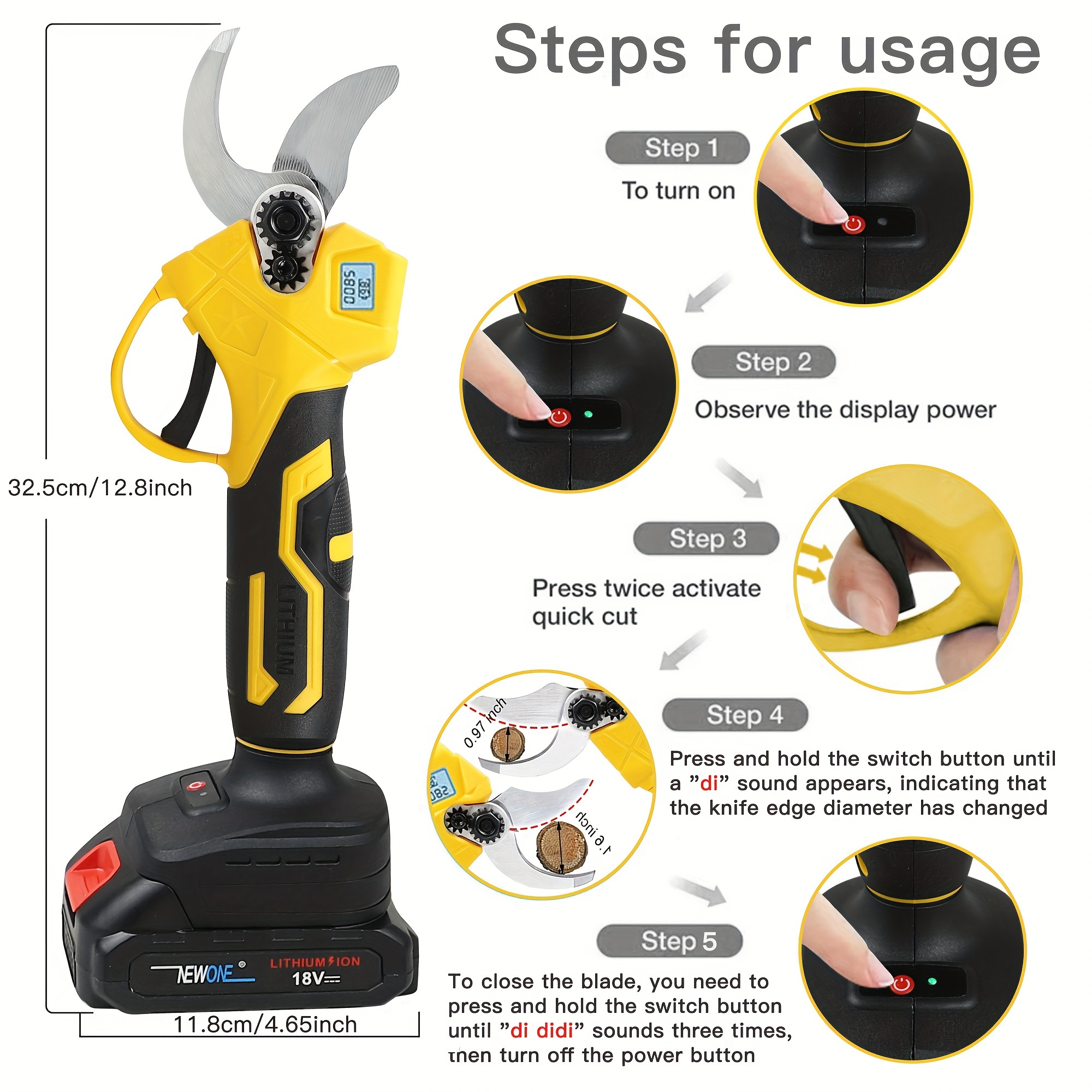 Newone Professional Cordless Pruning Shears With Lcd Display - Temu