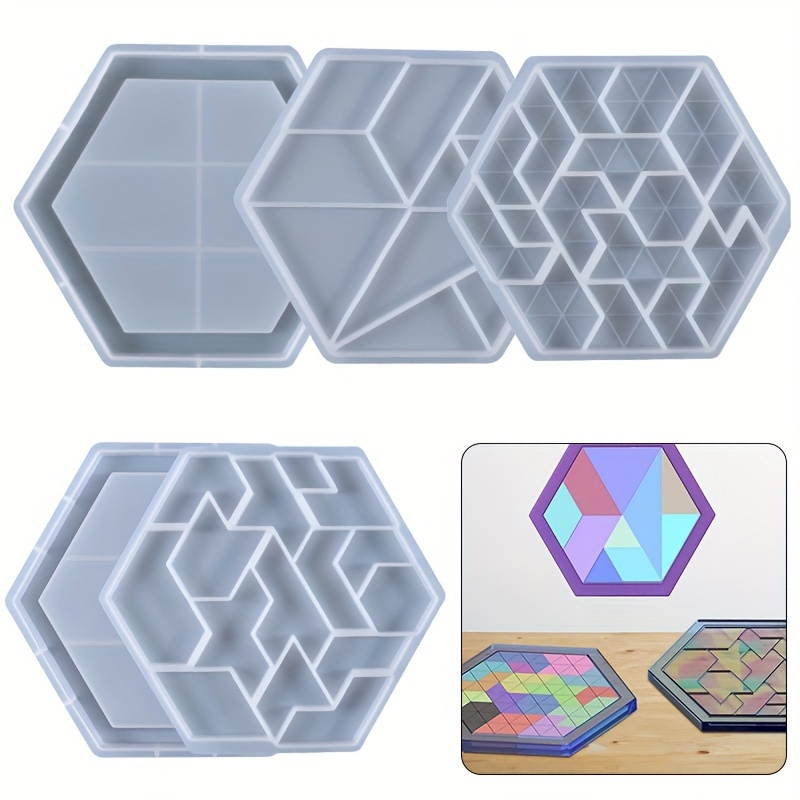 

Diy Hexagonal Puzzle Silicone Mold Kit For Epoxy Resin - Crafting Tool For Jewelry & Game Pieces, Blue Silicone, Easy-to-use For