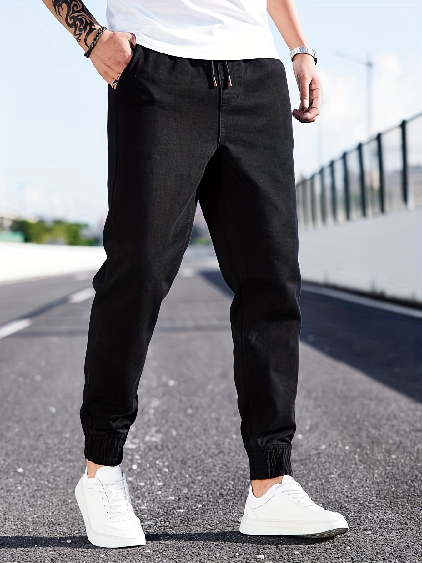 Men's Relaxed Fit Drawstring Cargo Pants Pockets Loose - Temu Canada