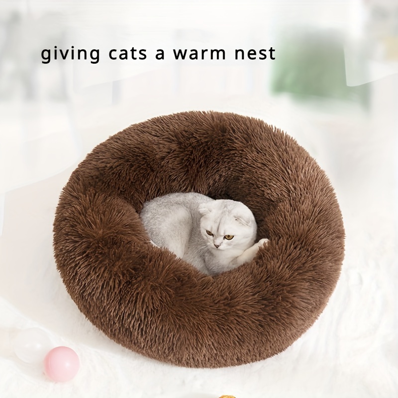 Hiver Long Peluche Pet Cat Lit Rond Chat Coussin Chat Maison Chaud Cat  Panier Chat Sac de Sommeil Chat Nid Chenil Pour Petit Chien Chat