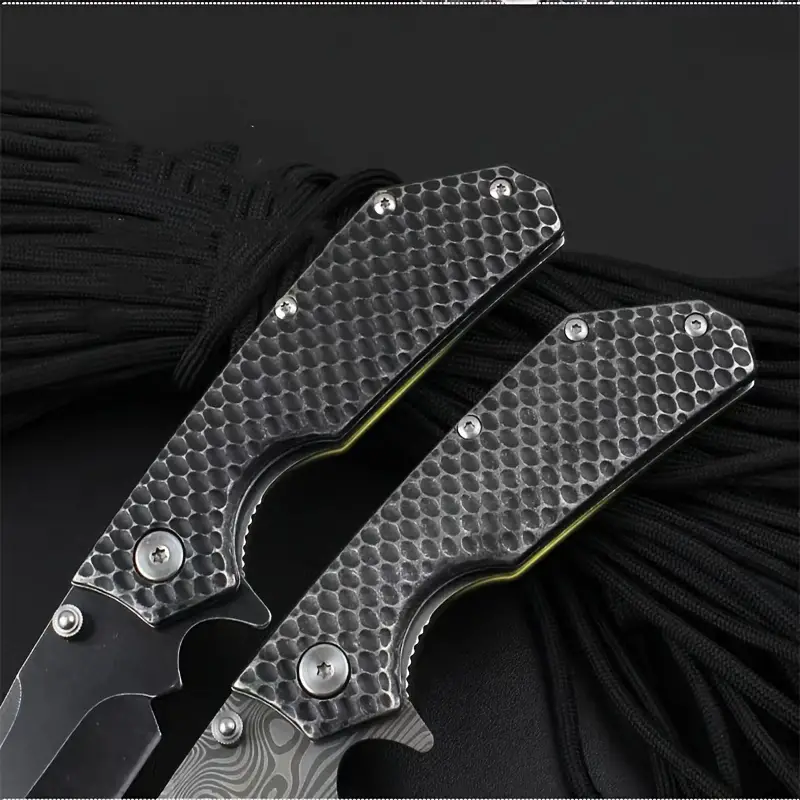 1pc smf pocket folding knife 7cr13mov drop point blade stainless steel handles with clip outdoor camping hunting edc tools details 5