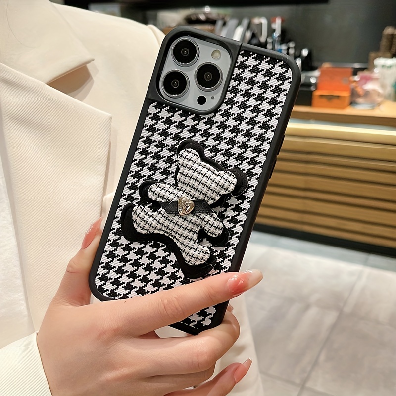 Woven Houndstooth Phone Case For Iphone 13 Pro Max/13 12 13 14pro Case Male  For Iphone 12 Pro Max Phone Case Cartoon Female For Iphone 14 Pro Max 14pro  Protective Case - Temu