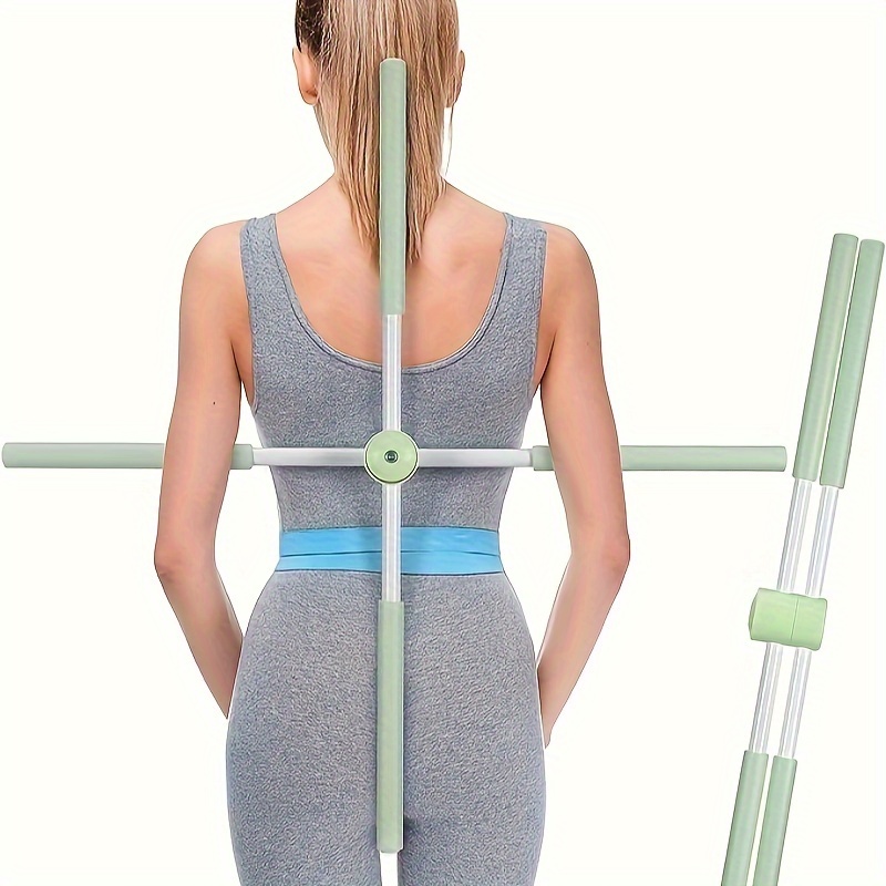 Posture Pole & Yoga Strap - Stick & Belt - Back Cracking GREEN