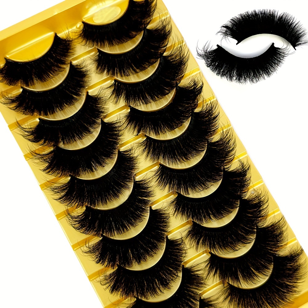 New 10pairs Cat Eye Eyelashes 3d Natural False Lashes Fluffy Soft Cross Lashes Wispy Natural Eyelash Extension Makeup