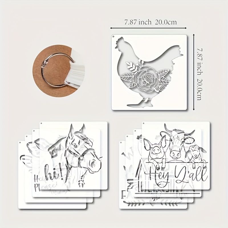 Farmhouse Stencils Reusable Cow Pig Farm Stencils Wood - Temu