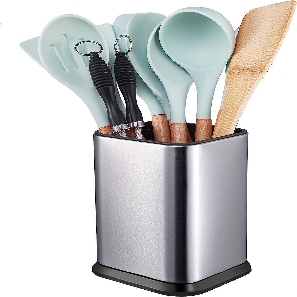 Organizador de utensilios de cocina, soporte para utensilios de cocina de  acero inoxidable para organizar cajones, encimeras y almacenamiento de  vajilla (1 unidad, plateado) YONGSHENG 8390612362576