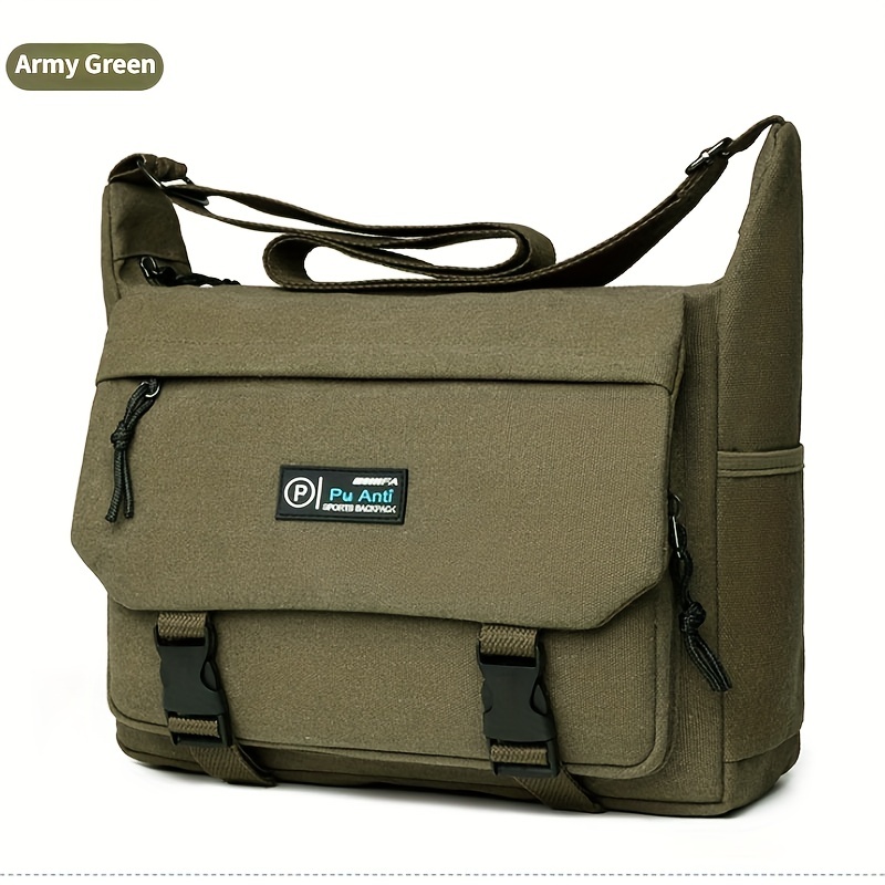 Simple Canvas Messenger Bag, Large Capacity Crossbody Bag, Trendy Student  Flap Shoulder Bag - Temu