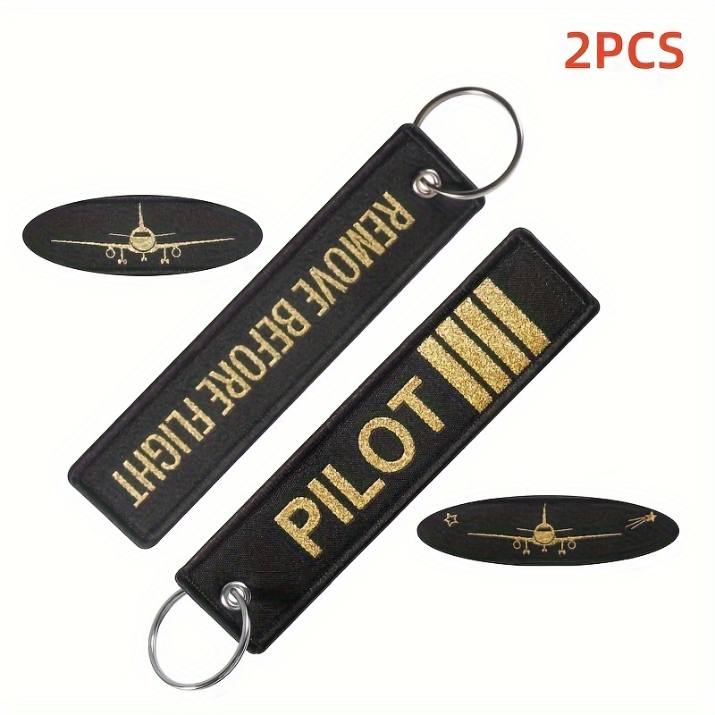 

2pcs/lot Mixed Fashion Keychain Black Bottom Pilot Aircraft+black Bottom Remove Before Flight Aircraft Keychains